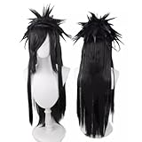 RiRaku Anime Cosplay Perücke Uchiha Madara Black Long Halloween Kostüm Cosplay Perücke,Für Party Karneval Weihnachten