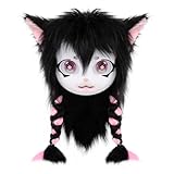 hbbhml Pelzige Tierkopf Maske Zöpfe Pelzanzug Halloween Maskerade Partys Cosplay Kostüm Kopfbedeckung