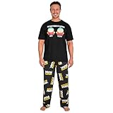 South Park Herren Schlafanzug, weiches & atmungsaktives Pyjama Set für Männer (Schwarz/Gelb, M)