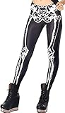 Fioeyr Stretch-Leggings für Damen, volle Länge, elastische Leggings, Strumpfhose, Workout, Fitnessstudio, Yoga, dehnbare Hose, Klassisches Skelett, Einheitsgröße