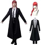 Fiamll Kettensäge Mann Cosplay Kostüm Makima Cosplay mit Perücke Komplettes Set Chainsaw Man Cosplay Uniform Outfit für Halloween Karneval S