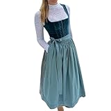 ORANDESIGNE Dirndl Damen Dirndelkleider Günstig Oktoberfest Damen Outfit Dirndl-Komplettsets Midi Dirndl Lang Grosse Grössen Dirndlbluse Oktoberfest-Kostüm W Blau 3XL