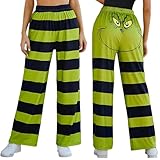 Pyjama,Pyjama hosen damen,Schlafanzughosen für damen,Schlafanzug hose damen lang,gestreifte Pyjamahose,Weihnachts pyjama,Lang Pyjamahose Hose Winter,schlafanzughose damen lang (XL)