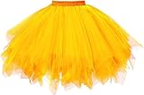 Girstunm Damen Tutu Tüllrock 50er Vintage Tüllrock Petticoat Mehrfarbig Bubble Tanzkleid Rock Unterrock Tütü Kurz Ballett Gold Medium