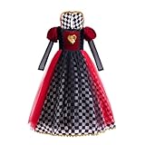 Lito Angels Herzkönigin Alice im Wunderland Kostüm Kleid Verkleidung für Kinder Mädchen Größe 5-6 Jahre 116, Rot Schwarz (Tag-Nummer 120)