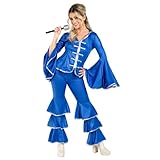 Fun Shack Schlagermove Outfit Damen, 70er Jahre Outfit Damen, Schlagerparty Outfit Frauen, Dancing Queen Kostüm Damen, Disco Queen Kostüm Damen - L