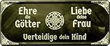 WOGEKA ART Retro Blechschild Ehre die Götter, liebe deine Frau - Wikinger als Geschenk-Idee 28x 12 cm Vintage-Deko-Schild aus Metall 1926