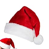 Lunpog Weihnachtsmütze Nikolausmütze Erwachsene Plüsch Rand Weihnachtsfeier Rote Santa Mütze Nikolaus Warm Dicker Fellrand Weihnachtsmann mütze für Herren/Damen, 1 Stück