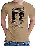 OM3 ZAIRE74 Foreman vs Ali T-Shirt - Herren - Rumble In The Jungle Heavyweight Boxing Fight - Khaki, XL
