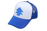 Kappe, Design: Dipper / Gravity Falls, mit gebogenem Schirm, blau, Kieferbaum-Motiv, Baseballmütze