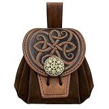 HiiFeuer Mittelalterliche Gürteltasche aus geprägtem Kunstleder, Retro Renaissance Portable Gürteltasche Portemonnaie Würfelbeutel für LARP Ren Faire/Karneval (Braun B)