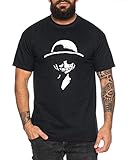 Tee Kiki Ruffy Smile - Herren T-Shirt Son Ruffy Luffy Naruto Saitama One Dragon Master Goku Ball Vegeta Turtle Roshi Piece Golds Db, L, Schwarz