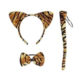 LSYYSL 3-teiliges Tiger-Kostüm-Set für Kinder, Kinderohren, Stirnband, Schwanzschleife, Tiger-Rollenspiel-Kostüm, geeignet für Kindertagsspiele, Karnevalsparty, Verkleidung