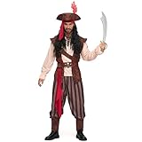 Spooktacular Creations Herren Karibik Piraten Kostüm Erwachsene Seekapitän Räuber Kostüm für Halloween Dress Up Party, Cosplay Party