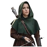 keland Halloween Mittelalter Gugel Kapuze Einzeln Cowl Hood Kapuzenumhang für Damen Herren (A-Armeegrün)