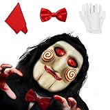 IEEILULU Saw Maske, Jigsaw Maske Halloween Maske Horror mit Leuchtenden Augen, Perfekt für Halloween Horror-Events und Kostümpartys