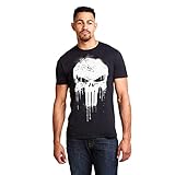 Marvel Herren avengers punisher skull T Shirt, Schwarz (Black Blk), L EU