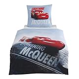 MTOnlinehandel Bettwäsche 135x200 Flanell, Biber Jungen, Cars, kuschelig weich für Winter, 1x Kissenbezug 80x80 + Bettbezug 135x200, 100% Baumwolle