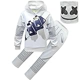 dgfstmd Kinder-Trainingsanzüge, DJ-Smiley, Gesichtsmaske, lustiges Halloween-/Cosplay-Kostüm, Verkleidungsset Gr. (150/ 160 cm), Stil 2