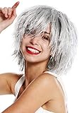 WIG ME UP - MMSLW-K686 Perücke Damen Herren Karneval struppig strohig voluminös Kobold Clown Grau