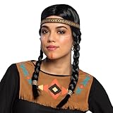 Boland 85725 - Erwachsenenperücke Indianerin Kewanee mit Stirnband und Zöpfen, Kostüm-Accessoire, Karneval, Themenparty, Mottoparty