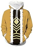 QYIFIRST Unisex 3D Druck Anime Kapuzenpullover Sweatshirt Hero Academia Keigo Takami Hawks Cosplay Kostüm mit Taschen Braun 5XL (Chest 125cm)