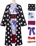 Rcrllya Anime Einteiler Nico Robin Cosplay Kostüm Outfit Rolle Spielen Uniform Umhang Kimono Full Set Halloween Carnival Party Ankleide Anzug (Kostüm,S)