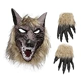 TOYANDONA 1 Set Wolf Gauntlet Maske Outfit Für Männer Kinder Make-Up Set Kinderfäustlinge Wolfsmasken Maskerade Wolfsmasken Kostüm Halloween Wolfsmasken Vinyl Halloween Kostümzubehör Tier