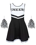 REDSTAR FANCY DRESS Cheerleaderkostüm Damen mit Cheerleader Pompoms – Cheerleader Kostüm Damen – Kostüm Damen als High School Cheerleader – Halloween Kostüm Damen