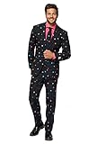 OppoSuits Lustige Abschlussball Anzüge für Herren - Komplettes Set: Jackett, Hose und Krawatte,54,schwarz