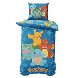 Bettwäsche 135x200, Bettwäsche 80x80 + 135x200, Kinder Teenager Bettwäsche aus Microfaser, angenehm & weich (Pokemon)