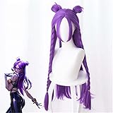 Game Lol K/Da Kaisa Cosplay Perücken Lange lila Kda Perücke mit Dutt Hitzebeständiges Kunsthaar Halloween Party Kostüm Requisite Perücke