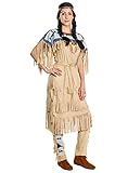 Generique - Nscho-Tschi-Kostüm Damenkostüm Winnetou für Fasching Indianerin braun-blau - L
