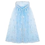 XEPST Kinder Umhang Prinzessin, Prinzessin Umhang mit Kapuze Tüll Umhang Glänzender Umhang Halloween Karneval Kostüm Umhang Prinzessin Cosplay Party Kostüm für Mädchen