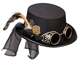 W WIDMANN MILANO Party Fashion 60814 - Steampunk Zylinder, mit Brille und Zahnrad, viktorianische Steal, Kopfschmuck, Accessoire, Kostümzubehör, Mottoparty, Karneval