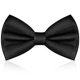 URAQT Fliege Herren, Klassische Einfarbig Fliegen für Männer, Schmale Smoking Fliege Schleife mit Haken, Einstellbar Bow Tie für Hochzeit Party(Schwarz)