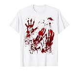 Blutige rote Blutspritzer Blut Blutige Halloween Shirt Zombie Hand T-Shirt