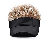 SCSpecial Fake Haar Baseball Hut Neuheit Visierkappe Verstellbarer Visierhut mit Stachelperücken Fake Hair Visier für Erwachsene - Schwarz und Braun