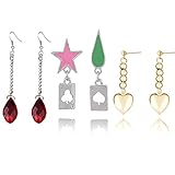 XHBTS 3 Paare Anime Cosplay Ohrringe Sterne Teardrop Poker Ohrring Ohrstecker Ohrclip Schmuck Zubehör