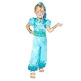 Amscan - Kinderkostüm Shimmer and Shine, Jumpsuit, Stirnband, Armbänder, Haarteil, Serie, Motto-Party, Karneval