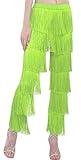 ZBH1985 Damen Latin Dance Hosen Quaste Ballsaal Dance Professionelle Schwarz Erwachsene Fransen Rumba Tango Salsa Praxis Hosen, Grün, M