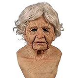 Nicoxijia Halloween-Maske, realistische Maske für alte Mann/Frau, Halloween-Horror-Kopfbedeckung, alte Dame, Latex-Maske für Party, Cosplay (Nude 1, 33,3 x 33,3 cm)
