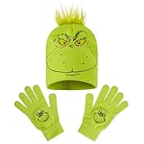 The Grinch Mütze Damen und Handschuhe Winter Set, Winter-Accessoires, Lustige Mütze, Geschenke für Frauen (Grün 2 Stk)