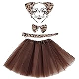 baotongle Leopard Kostüm Set Kinder Tier Leopard Stirnband Fliege Tutu Rock Leopard Gesicht Kunst Aufkleber Leopard Ohren Stirnband für Kostüm Party Dekoration Zubehör (30cm Rock)