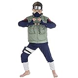 CoolChange Kakashi Hatake Kinder Kostüm aus Naruto Shippuden | Inkl. Stirnband, Weste & Maske | Kinder Größe: 140, Blau