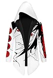 QYIFIRST Herren Damen Anime Kapuzenjacke Hoodie Kapuzenpullover Langarm Mantel Uchiha Itachi Umhang Pullover Sweatshirt Windjacke Weiß M (Chest 106cm)