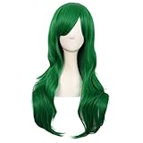 MapofBeauty 28 Zoll/70 cm Langes Lockiges Seitenschläger Haarspitzen Kostüm Cosplay Perücke (Grass Grün)