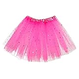 Molain Tutu Tutus Rock Kleider Kleinkind Kleid Valentinstag Kostüm Dehnbar Tie Dye Skorts für 2~7 Jahre Baby Kinder Mädchen Frauen Prinzessin Ballett Tanz (Dark Pink Star)