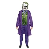 Amscan - Erwachsenenkostüm Joker, Mantel mit Hemdeinsatz, Hose, Latexmaske, Film, Horror-Clown, Killer, Motto-Party, Karneval, Halloween