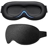Gritin 3D Schlafmaske für Seitenschläfer, Upgrade Atmungsaktive Schlafbrille mit Verstellbar Gummiband, 100% Lichtblockierend, Bequem & Ergonomisch Augenmaske für Männer und Frauen, 2 Paar Ohrstöpseln